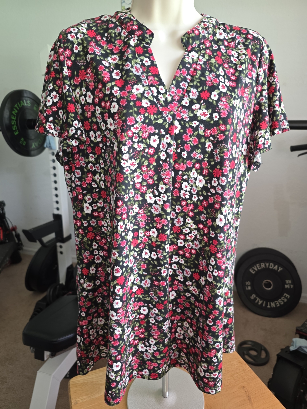 Floral Short-Sleeve V-Neck Top